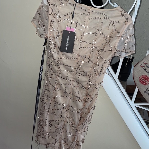 PLT nude ruched sequin dress - Picture 6 of 7